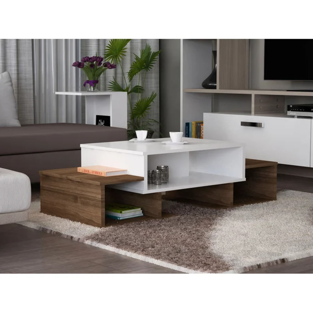 Mesa de Centro Topacio color Blanco/Marrón TU MESITA