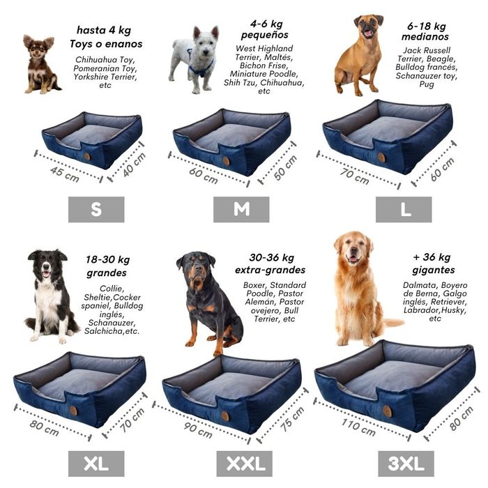 Cama Para Perro 3xl 110x80 Cm Antialergica Lavable Base Resistente