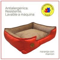 Cama Para Perro 3xl 110x80 Cm Antialergica Lavable Base Resistente y Relleno Forrado Naranja Marron