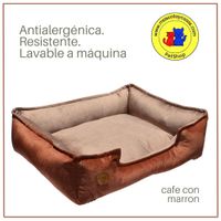 Cama Para Perro Xl 80x70 Cm Antialergica Lavable Base Resistente y Relleno Forrado Cafe y Marron