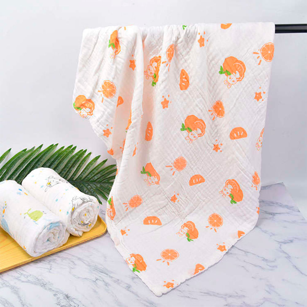 Manta de Muselina 6 Capas para Bebé 100% Algodón Orange