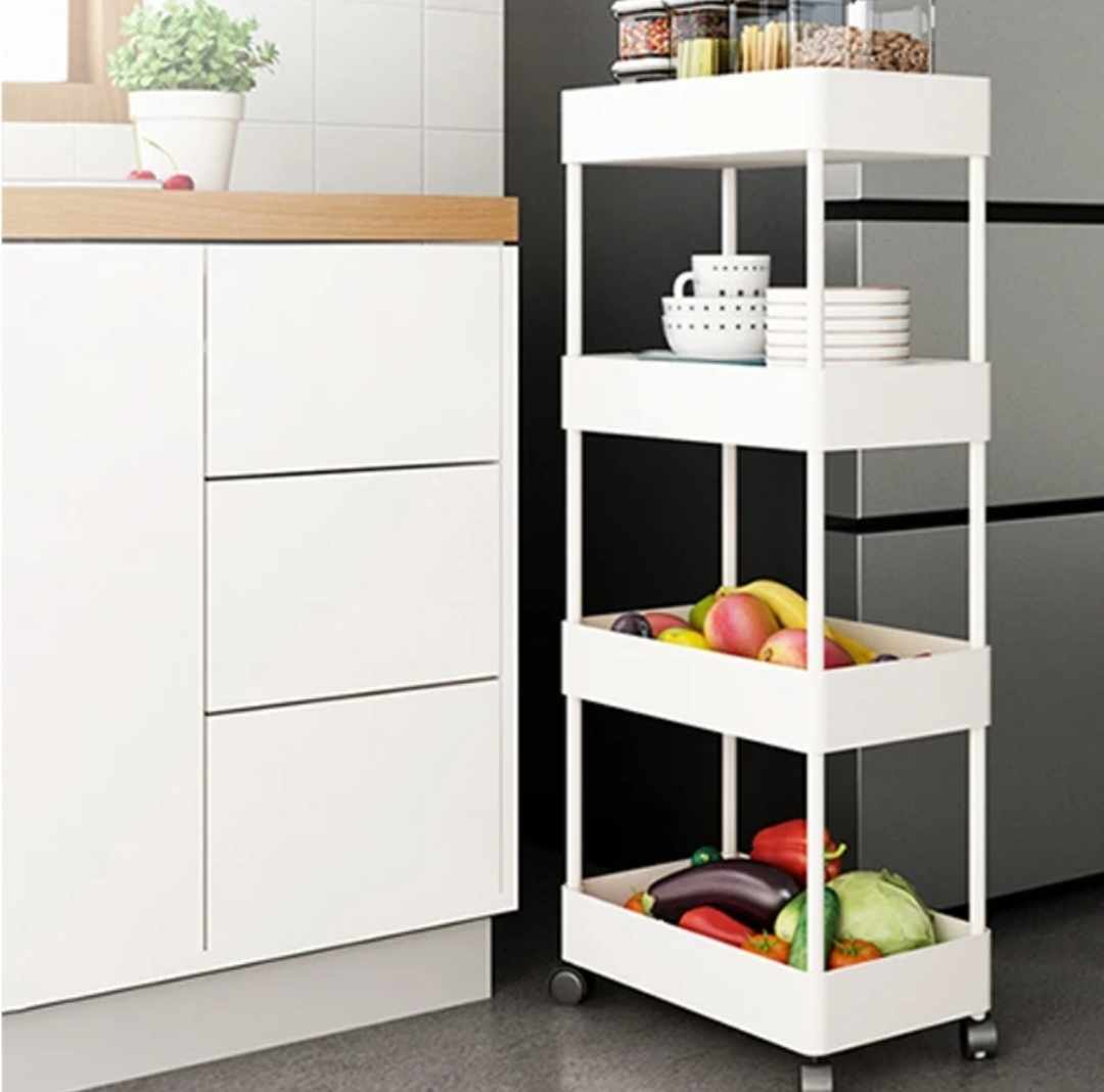 Verdulero Frutero de Cocina con Ruedas de 4 Pisos Blanco con Ruedas