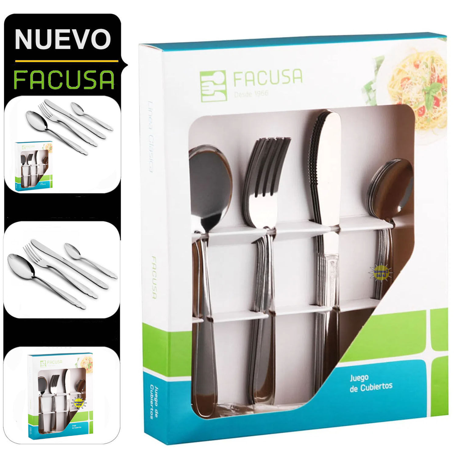 Set De Cubiertos Facusa Acero Inox x24 pzas