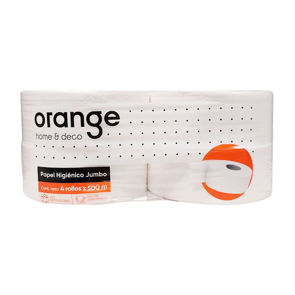 Papel Higiénico Jumbo Orange 4 rollos x 500m
