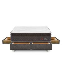 Cama Box Tarima 4 Cajones FORLI Sirius Pocket 2 Plazas + 2 Almohadas + Protector