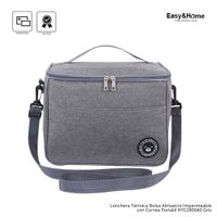 Lonchera Térmica Bolsa Almuerzo Impermeable con Correa Portátil Easy&Home HYC280040 Gris