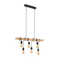 Lámpara Colgante Eglo Townshend 60w Acero Marrón 6 Luces
