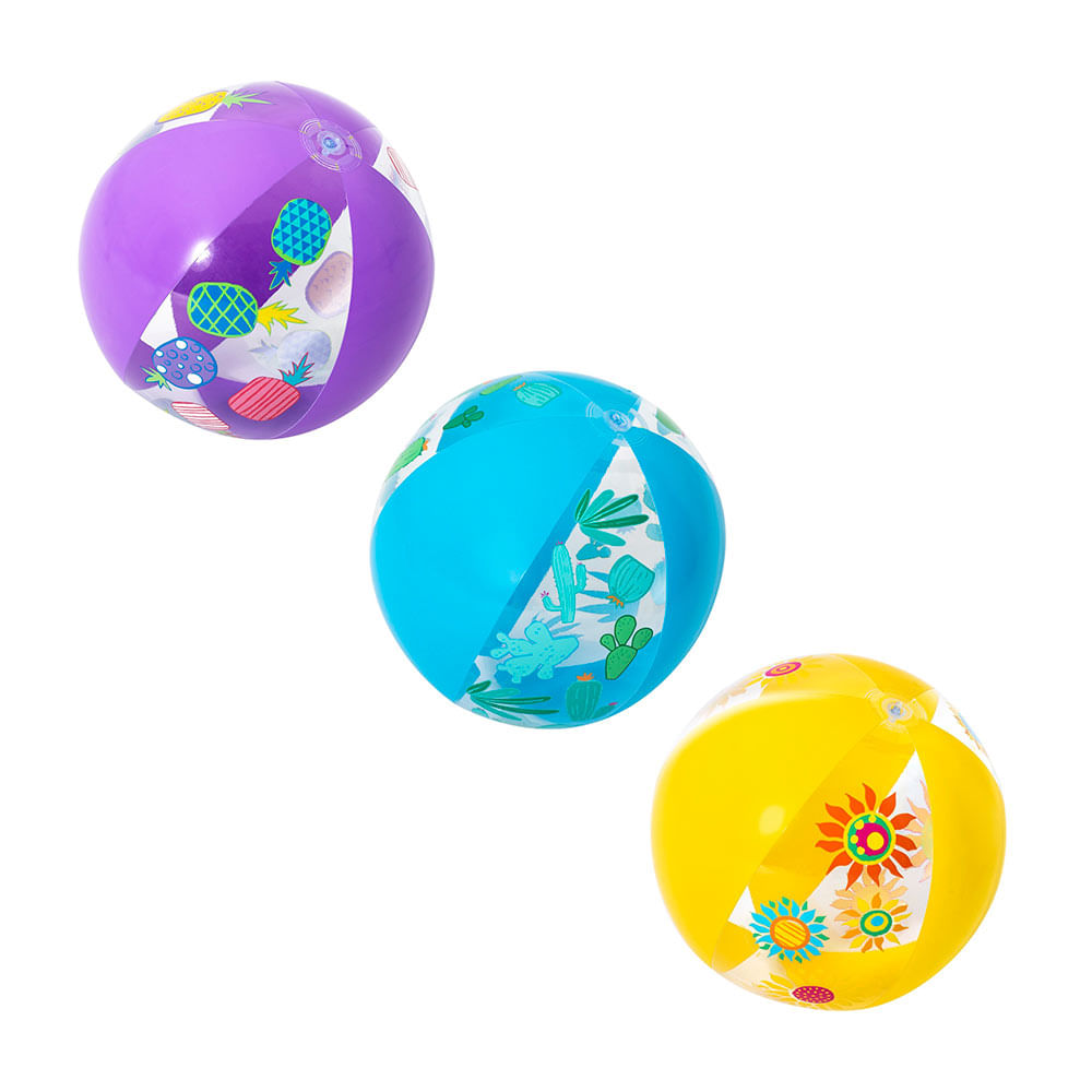 Pelota de Playa Inflable Bestway Diseños Divertidos de Cáctus, Girasol o Piña
