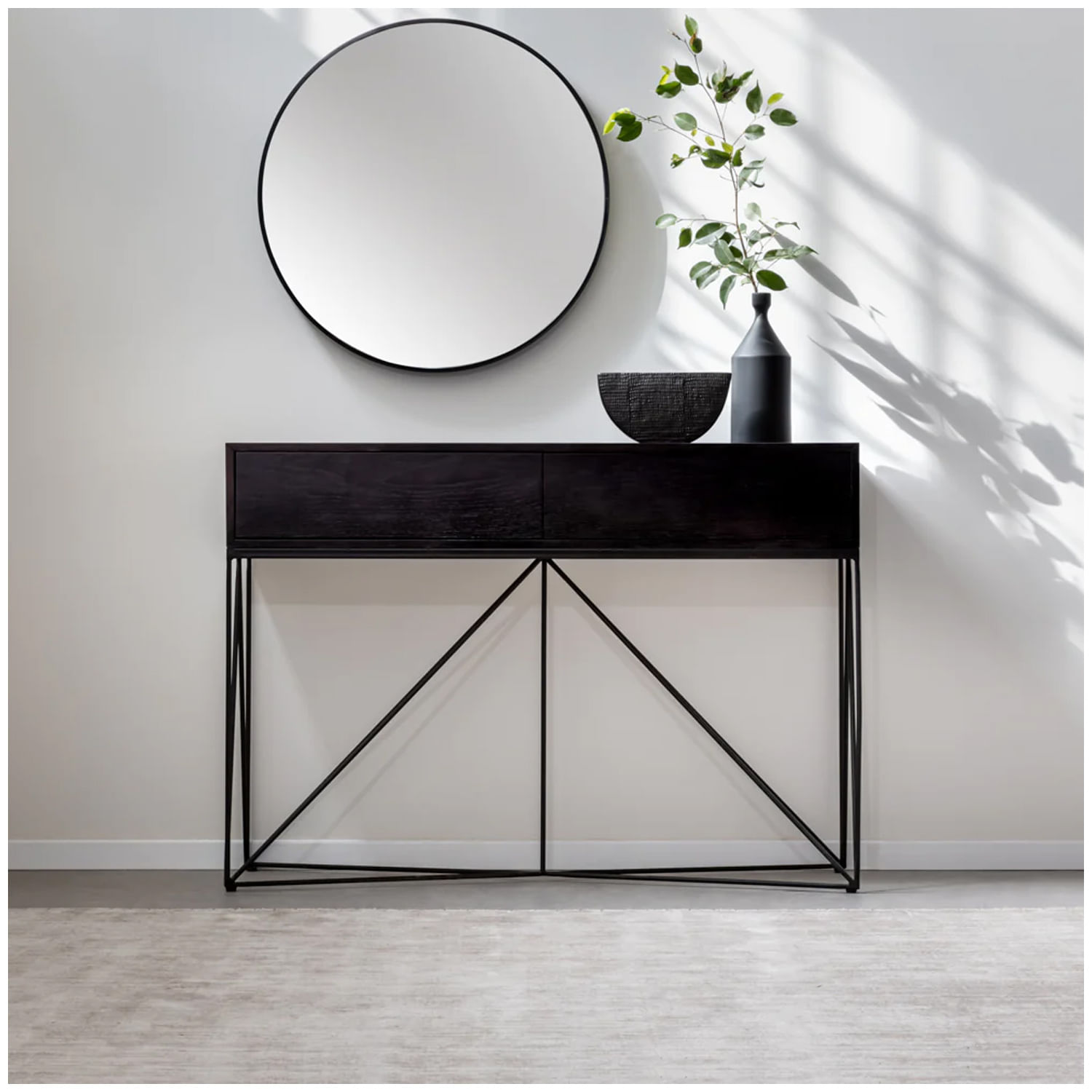 Mueble Consola para Sala Minimalista Zabdiel Ventitas Home Roble Negro