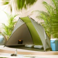 Carpa Estructural Paravientos Playa Orange Verde de Poliéster 120x220x120 cm