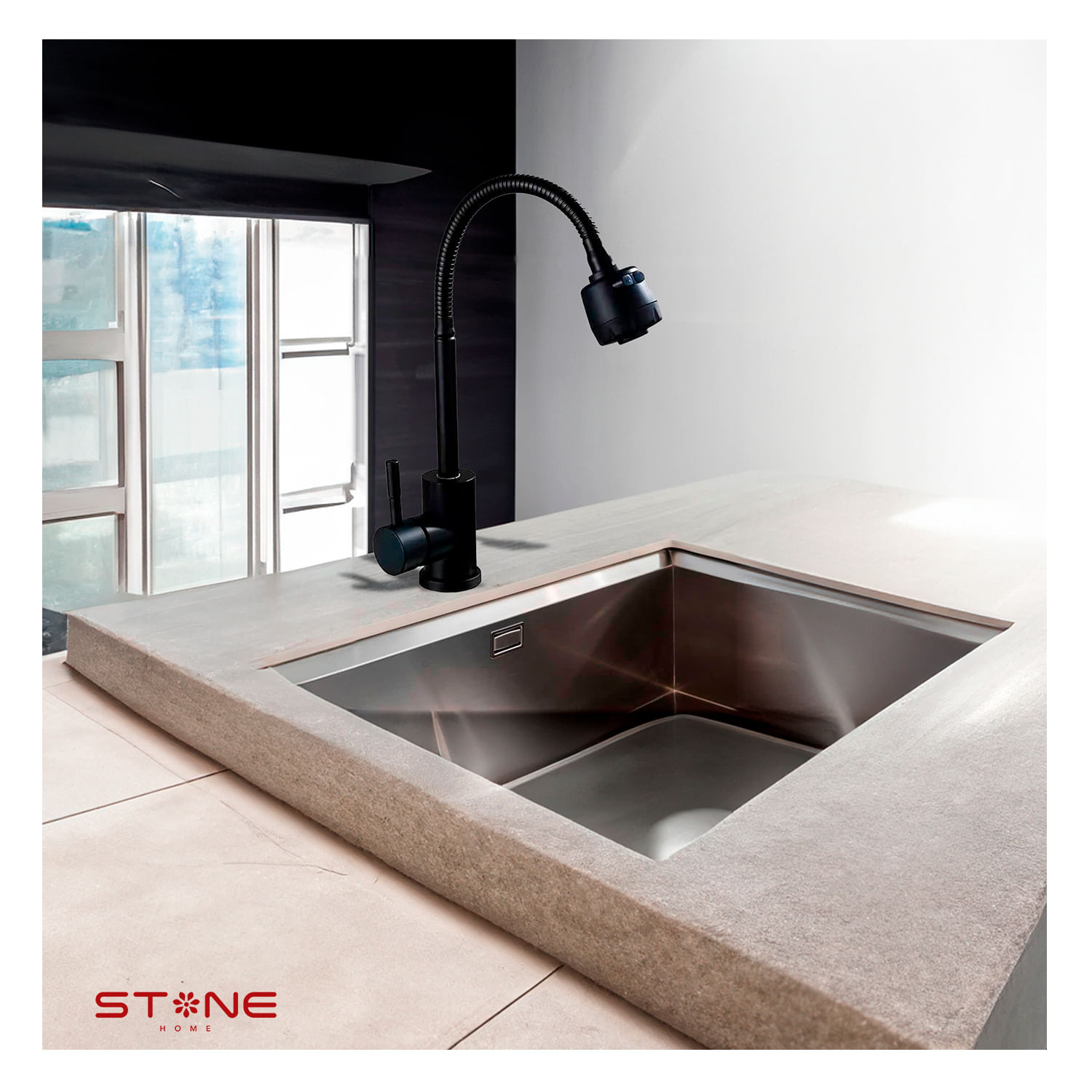 Mezcladora P/Cocina Al Mueble Louise STB-01 Black Stone