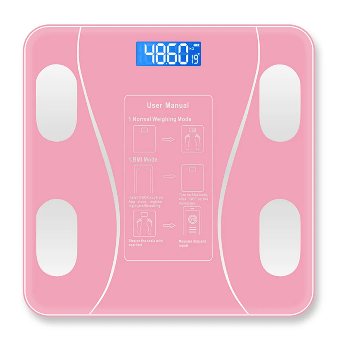 Balanza Digital Smart Bluetooth 180 kg Color Rosado