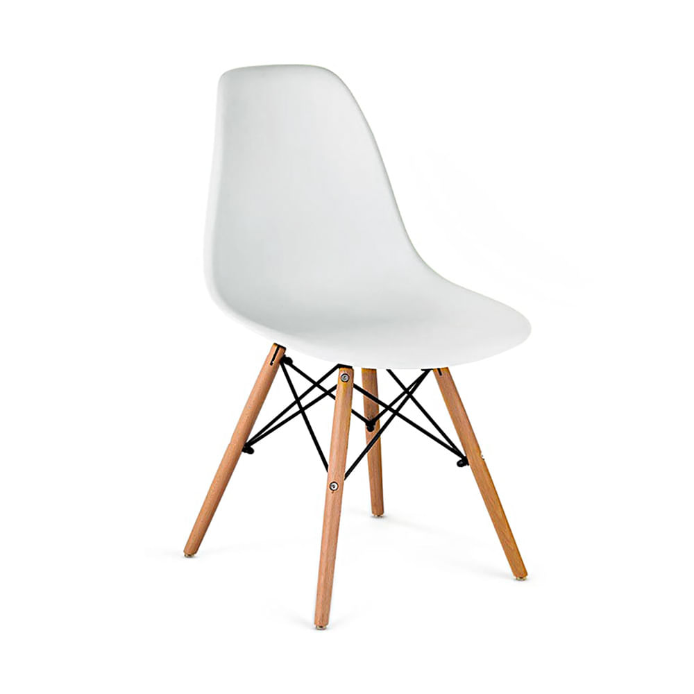 Silla decorativa de plástico y madera Blanca Orange