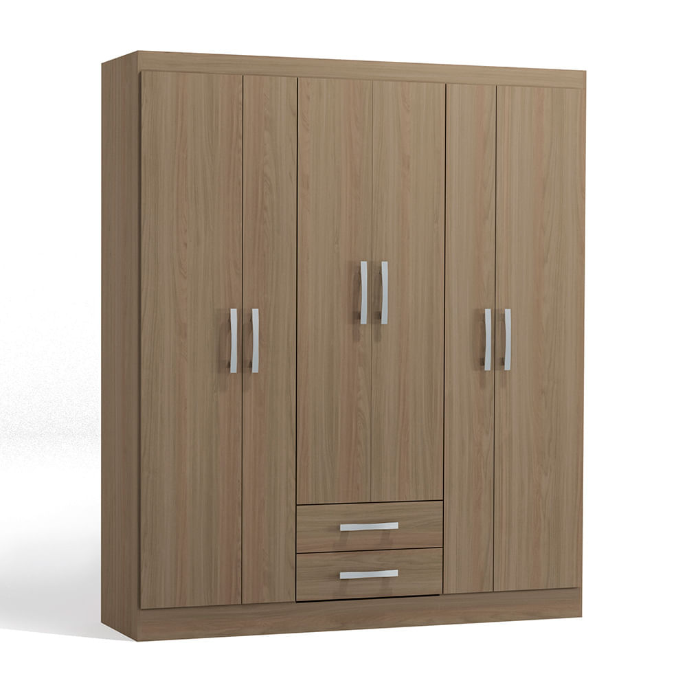 Ropero Cali 6 Puertas 2 Cajones 2 Repisas MDP Nature Orange