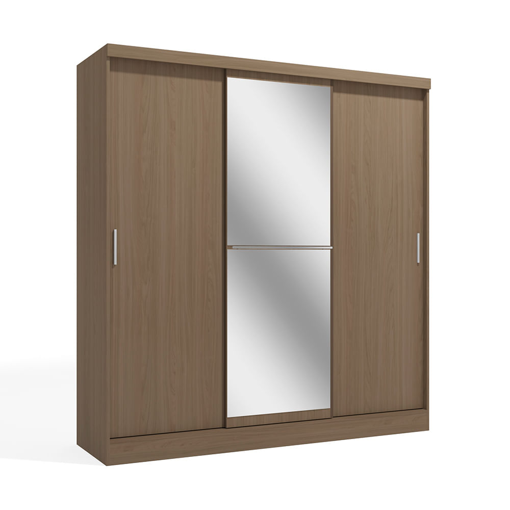 Ropero Viena Orange Nature 3 Puertas Corredizas 3 Cajones 3 Repisas + Espejo MDP