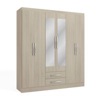 Ropero Capri 6 Puertas 2 Cajones 2 Repisas + Espejo MDP Almendra Orange
