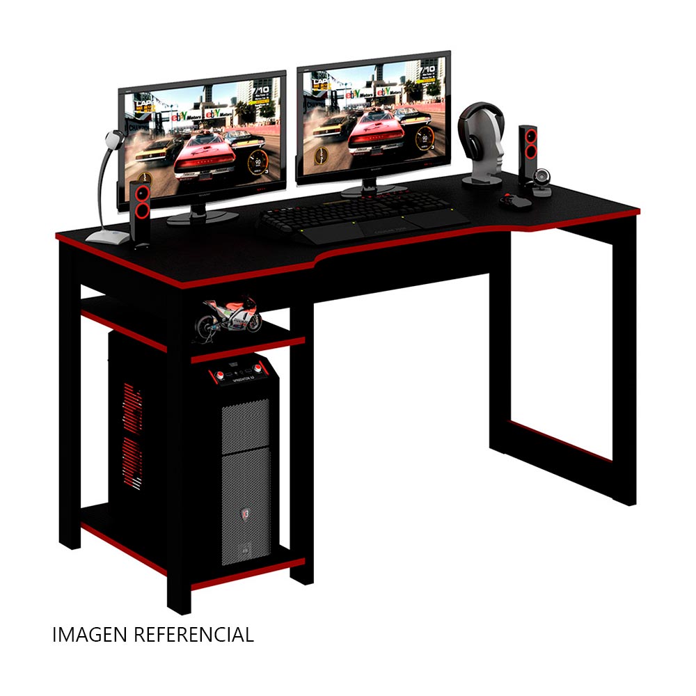 Escritorio Gamer Sirion MDP Negro/Rojo Bonno