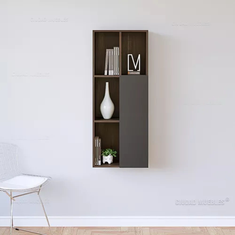 Estante Flotante Antonio Wengue y Negro 1 Puerta R&R MUEBLES