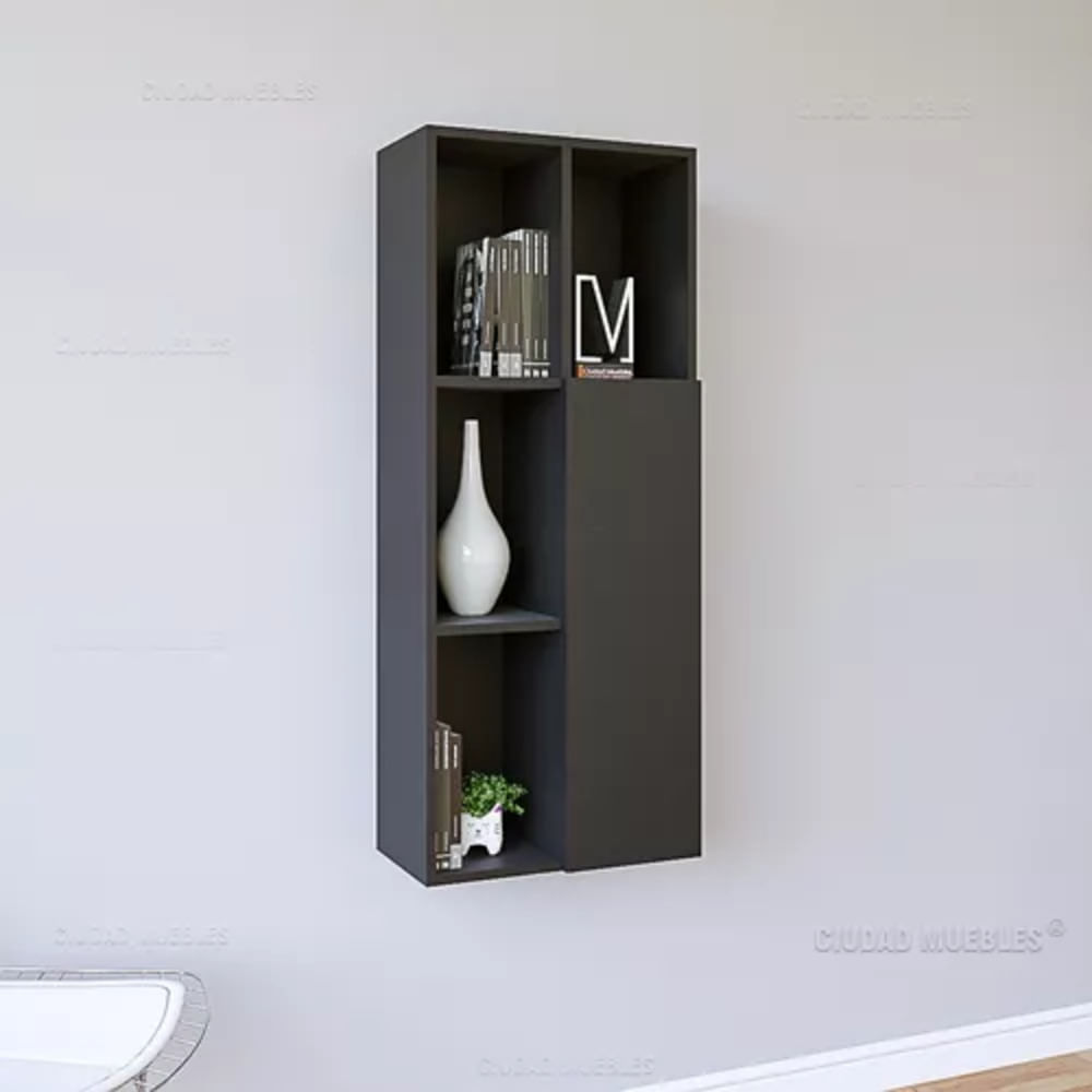 Estante Flotante Antonio Negro 1 Puerta R&R MUEBLES