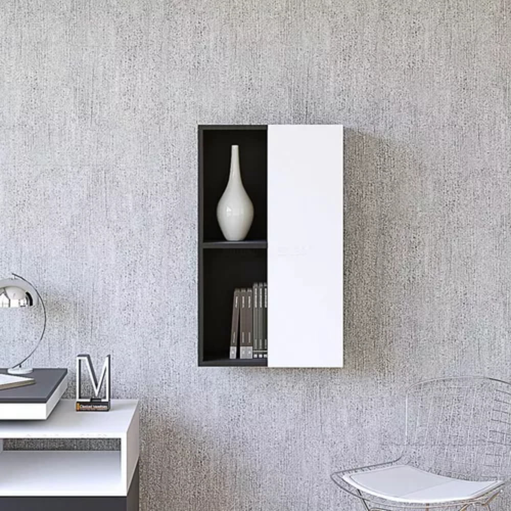 Estante Flotante Kay Negro y Blanco 1 Puerta R&R MUEBLES