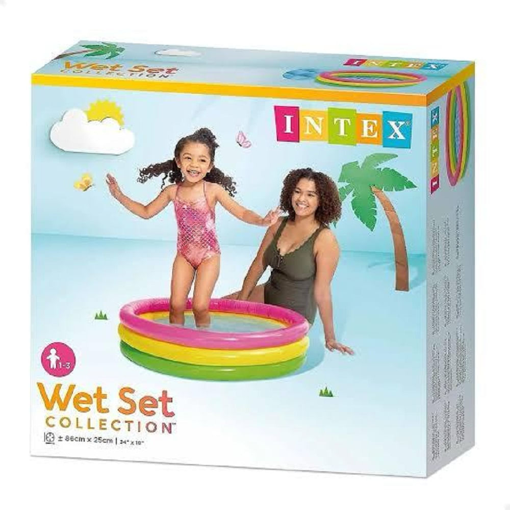 Piscina Inflable Niños 3 Aros Multicolor base 86 cm 50 L