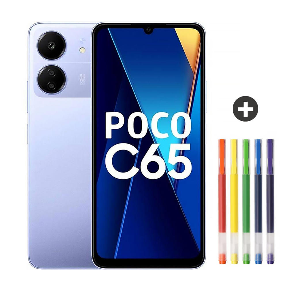 Celular Xiaomi Poco C65 Azul 6GB RAM 128GB ROM + Pack Tinta gel Xiaomi  Colorful - Promart