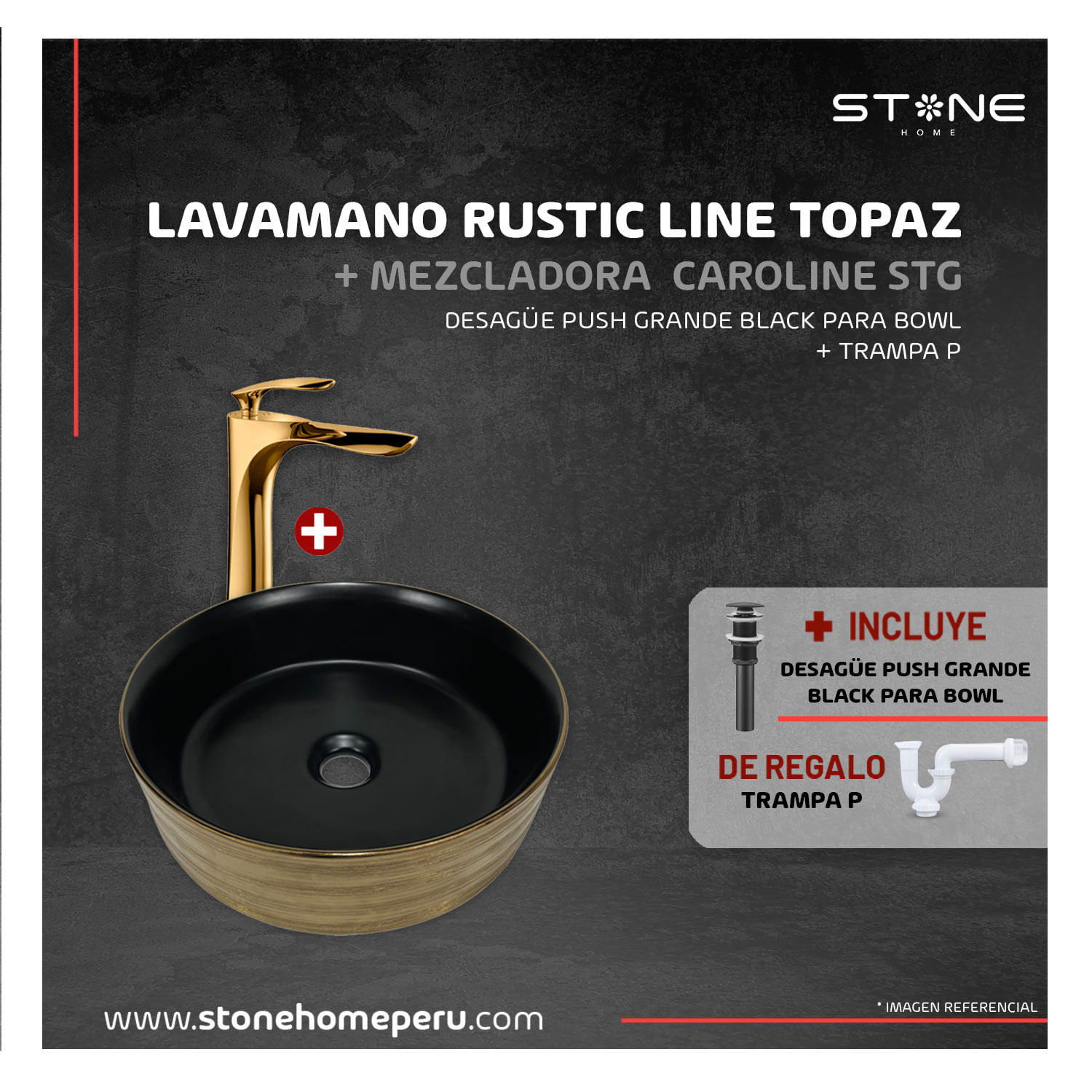 Combo Rustic Line Topaz+ Caroline STG-01 +  Desagüe y Trampa P