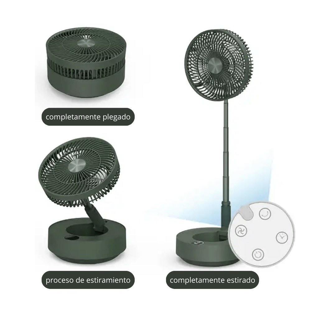 Ventilador Humidificador Inalámbrico Pedestal Control Remoto Verde