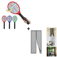 Combo Raqueta Eléctrica Mata Mosca/Zancudo + Cortina Mosquitero Imantada