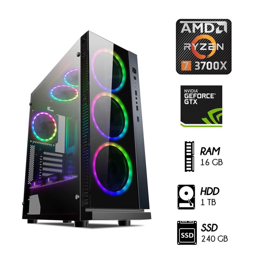 Computadora PC Ryzen 7 3700X RAM 16GB DISCO 1TB SSD 240GB VIDEO