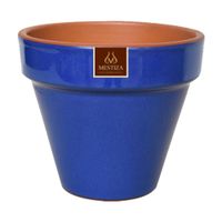 Maceta Cerámica Azul Imperial Mestiza Modelo Estandar Full 24cm