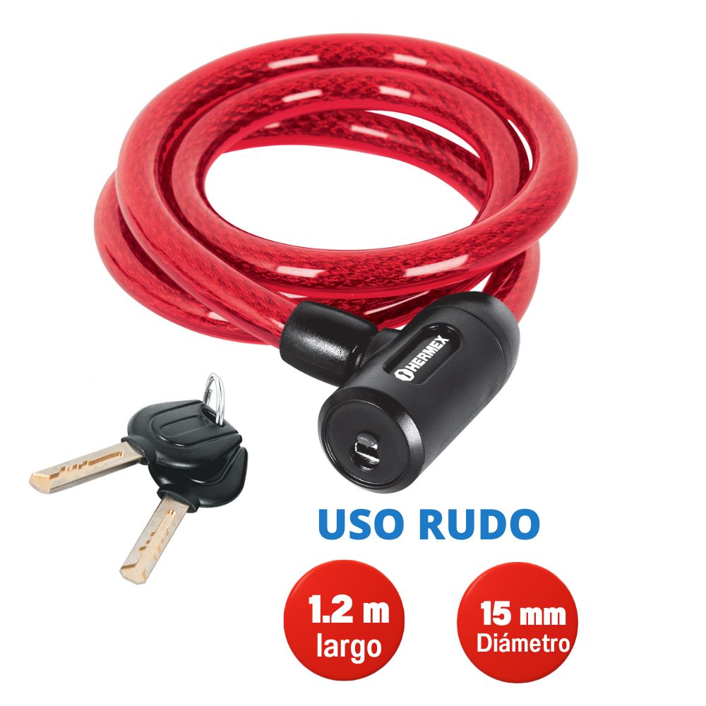 Candado cadena de acero hermex con llave 15mmx1.20m cb-15