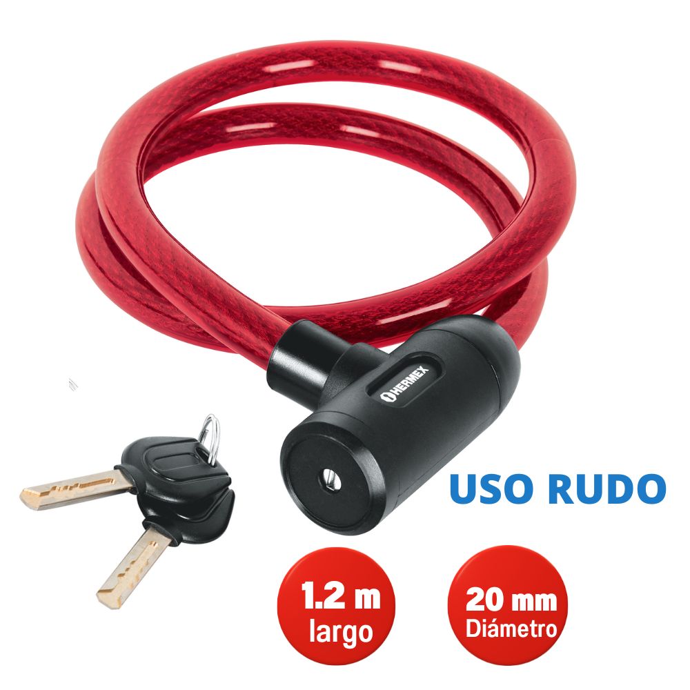 Cadena de seguridad para moto llaves tipo automotriz hermex