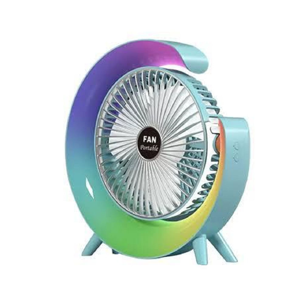 Ventilador G con Lampara Portátil Luces rgb y 3 Velocidades - Celeste