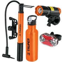 Inflador 60 PSI, Linterna bicicleta, Tomatodo, kit ciclista Truper