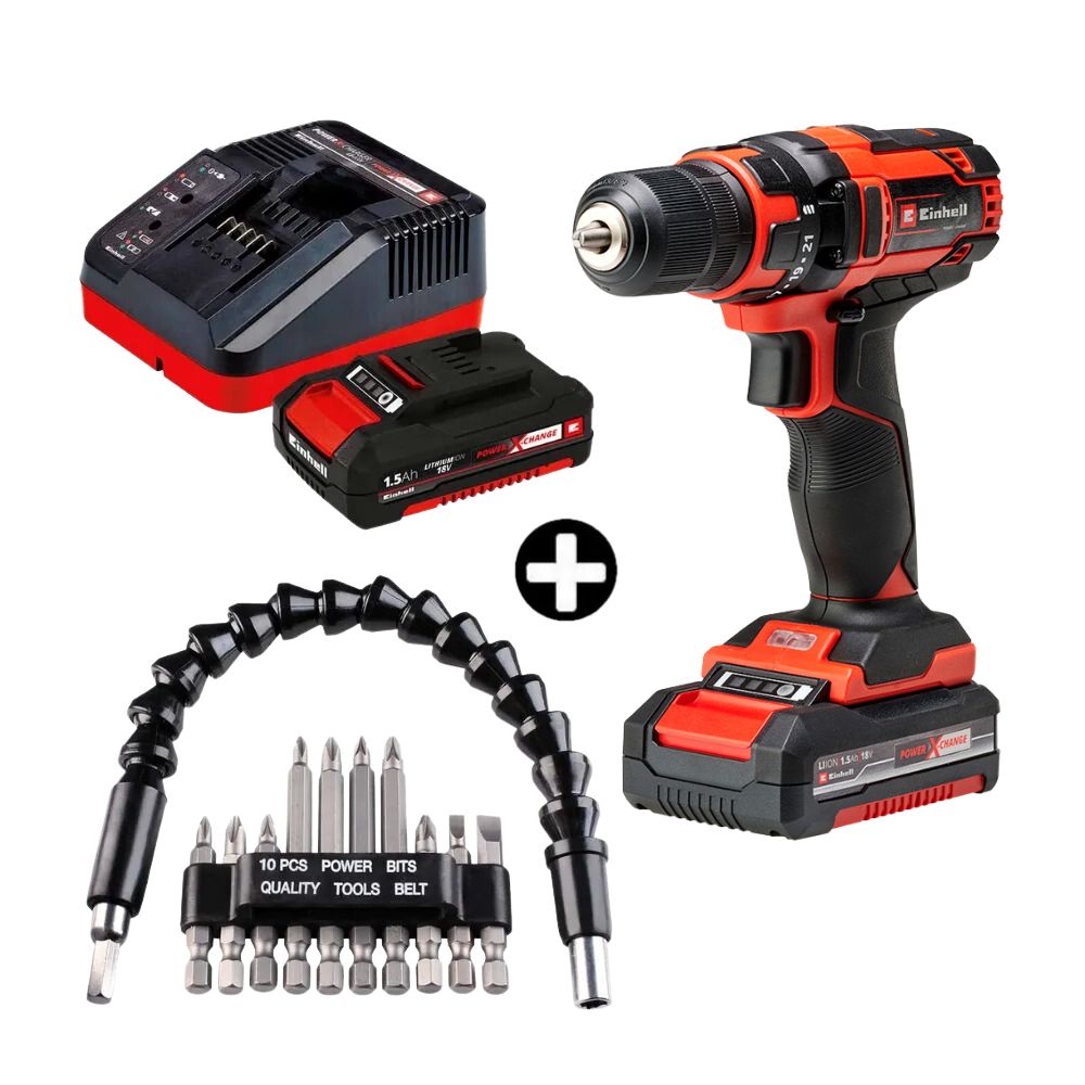 COMBO Atornillador 18V TC-CD 18/35 LI y 1 batería 1.5Ah + Set puntas con eje flexible 11 piezas