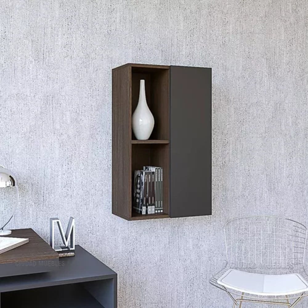 Estante Flotante Kay Wengue y Negro 1 Puerta R&R MUEBLES
