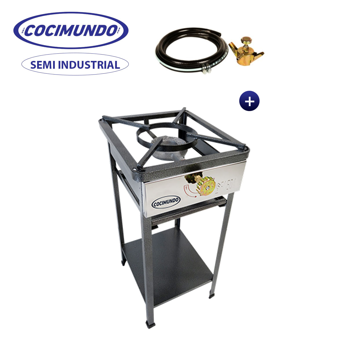 Cocina 1H CPatas largas Semi Industrial A Gas Acero C/Manguera - Cocimundo