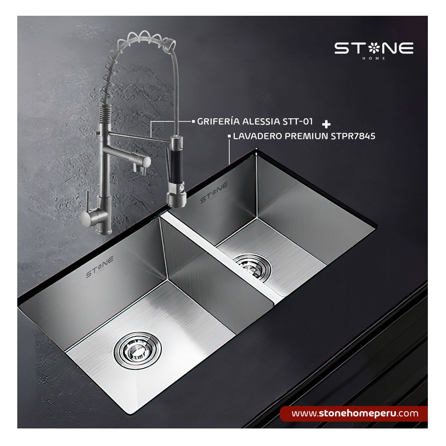 Combo Lavadero Premium STPR7845 Alessia STT-01 Con Escurridor