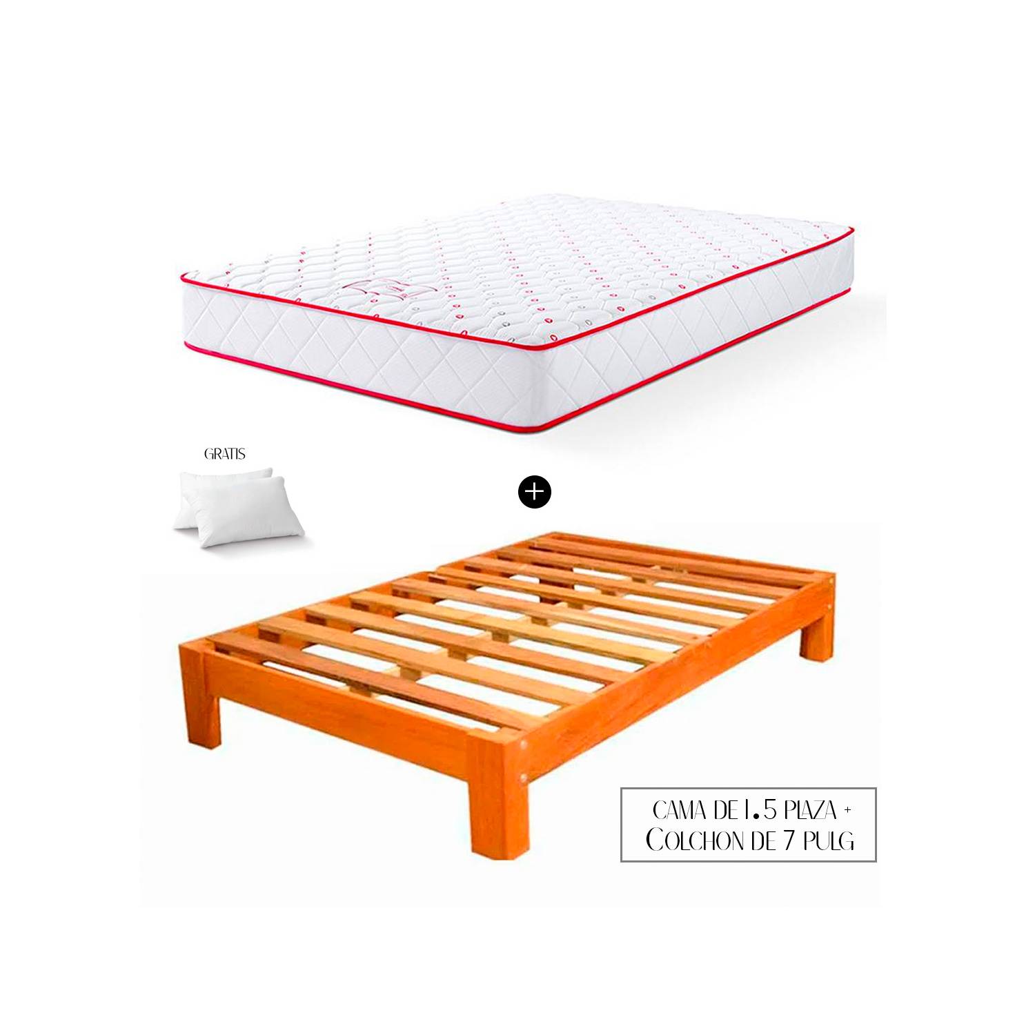 Tarima Desarmable 1.5 plz Con Colchón Paraíso Consul