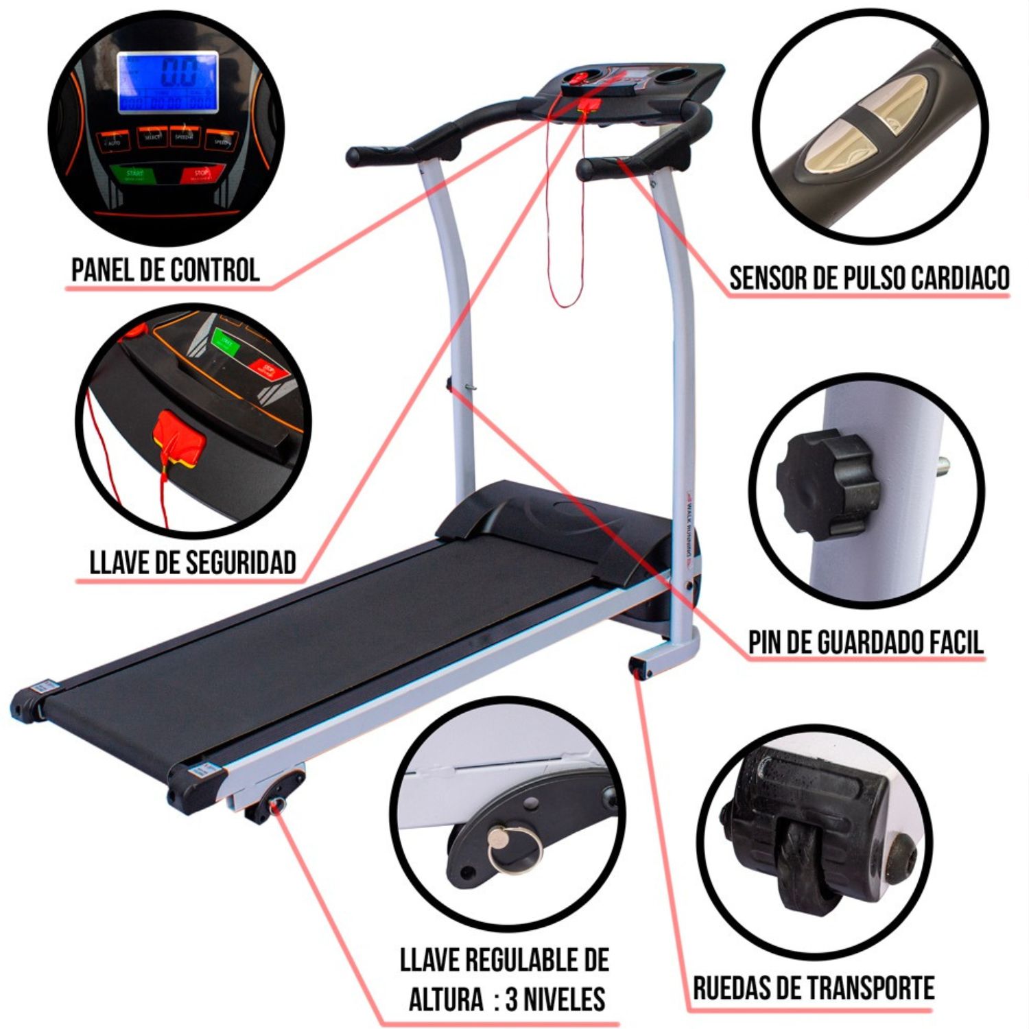 Trotadora Electrica Sport Fitness cs-000160 - Blanco