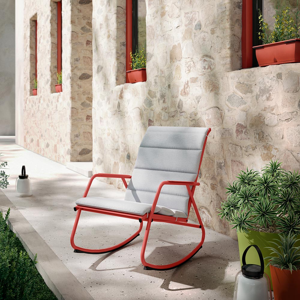 Silla Mecedora Exterior Rocking Rojo Naterial