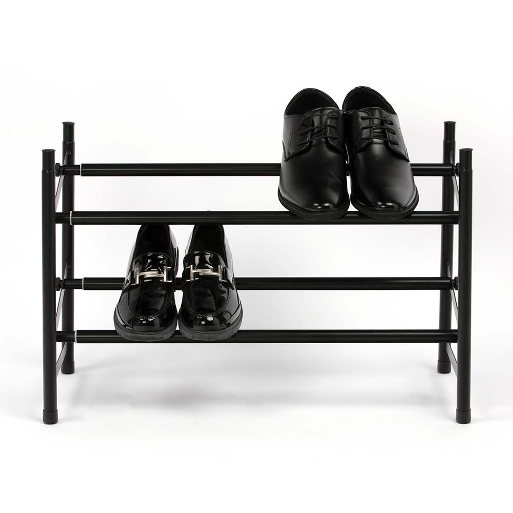 Zapatera Extensible Orange Negro de Metal 2 Niveles