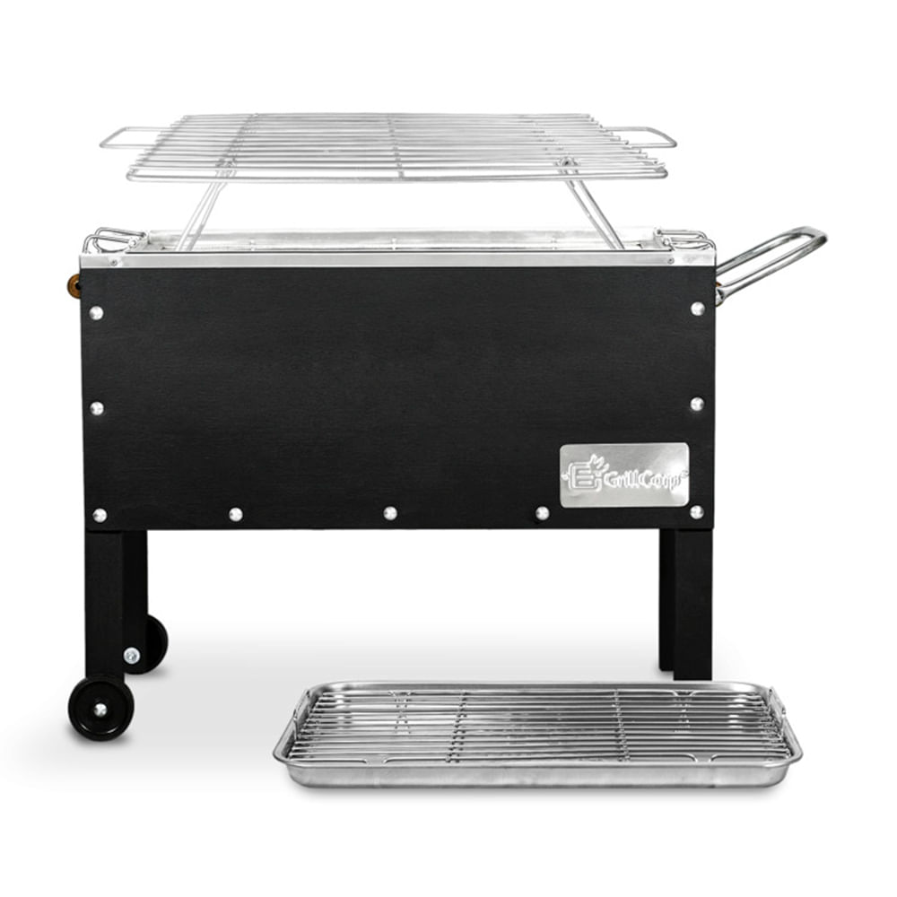 Caja china mediana Black Premium + parrilla inoxidable Grillcorp