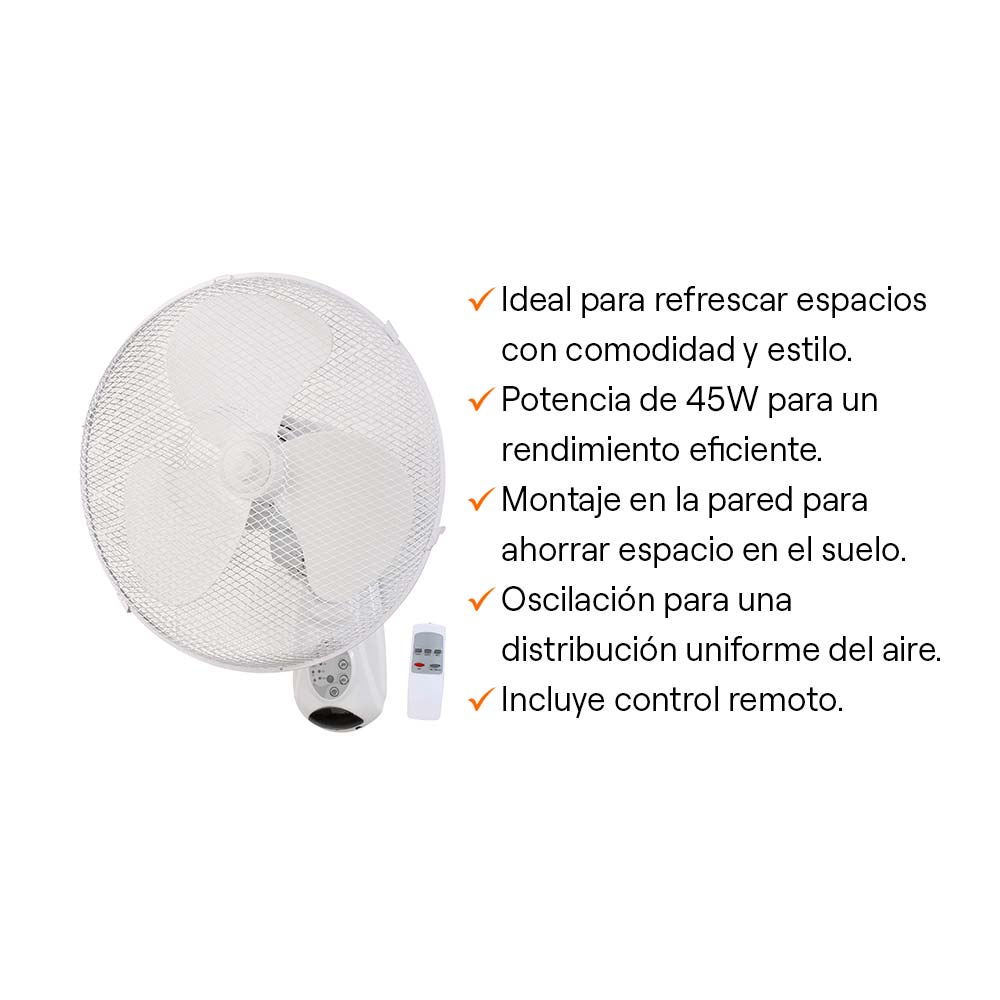 Ventilador De Pared 40cm 45w Equation Blanco - Promart