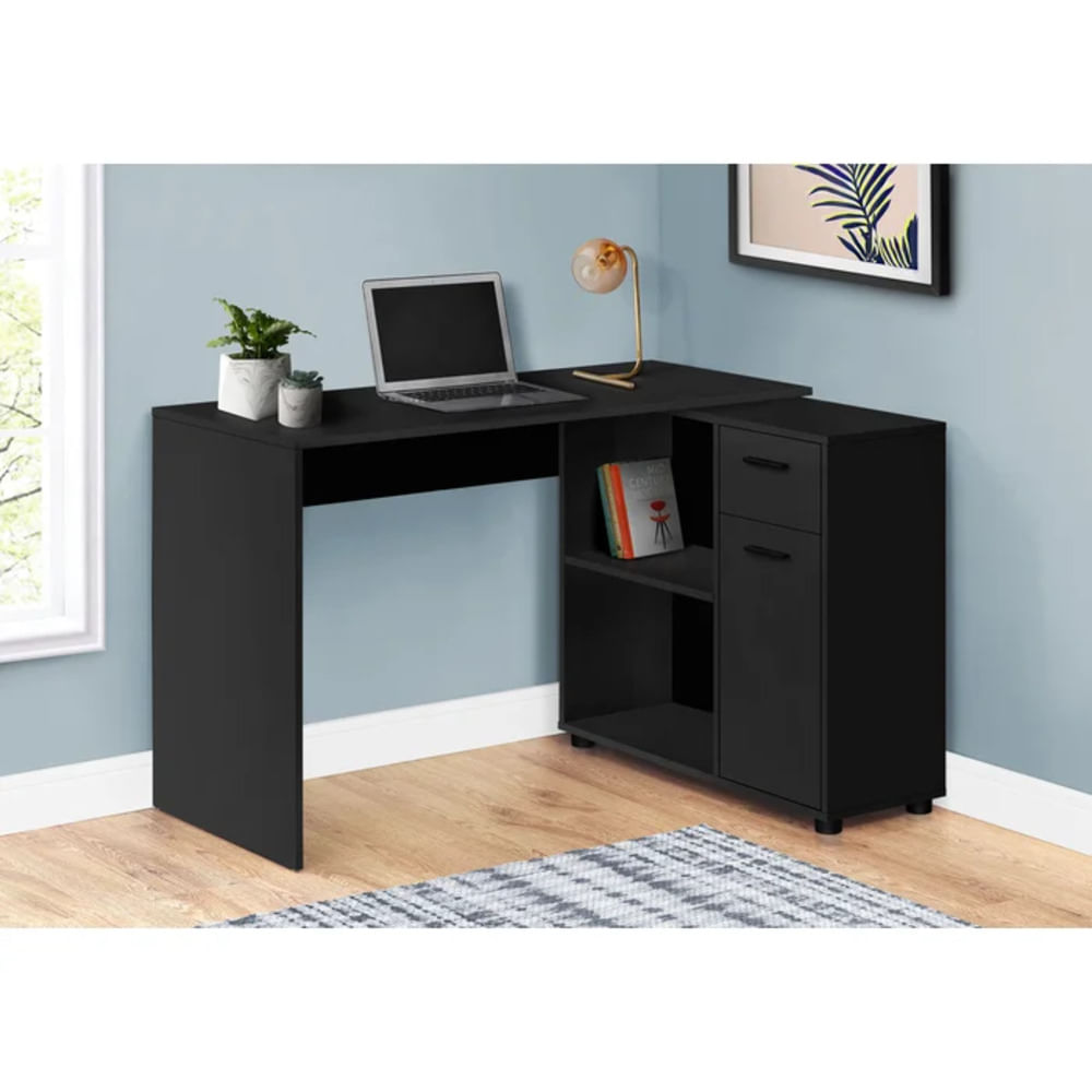Escritorio Esquinero Issco color Negro 1 puerta 1 cajón TU MESITA