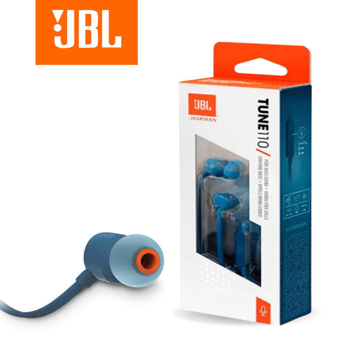 Audifonos Jbl Tune 110 Azul JBL T110 Pure Bass Tangle Free In-Ear
