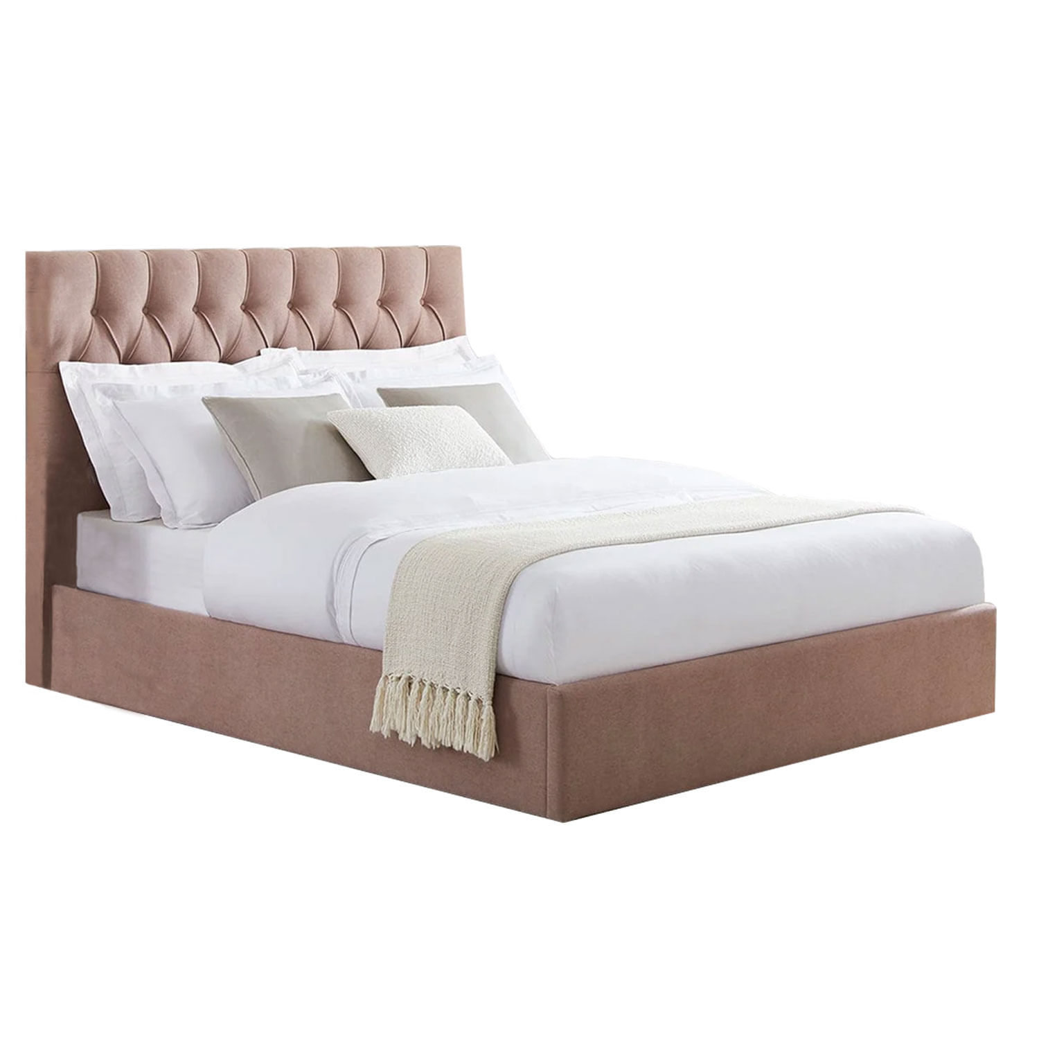 Cama Tapizada Capitoné LeMueble 2 plazas Melón