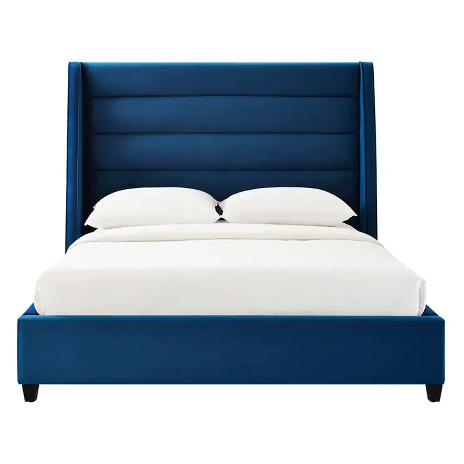 Cama Tapizada Listón LeMueble 2 plazas Azul