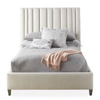 Cama Tapizada Listón LeMueble 2 Plazas Beige Claro